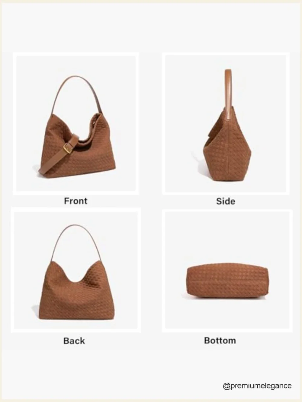 Woven Hobo Purse Suede Bag Crossbody Tote Shoulderbag with Leather Handle